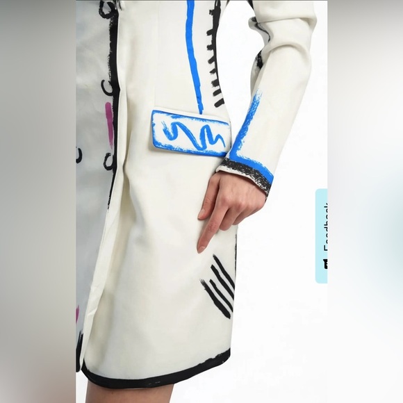 White Double-Breasted Artistic Trim Blazer - Picture 5 of 10